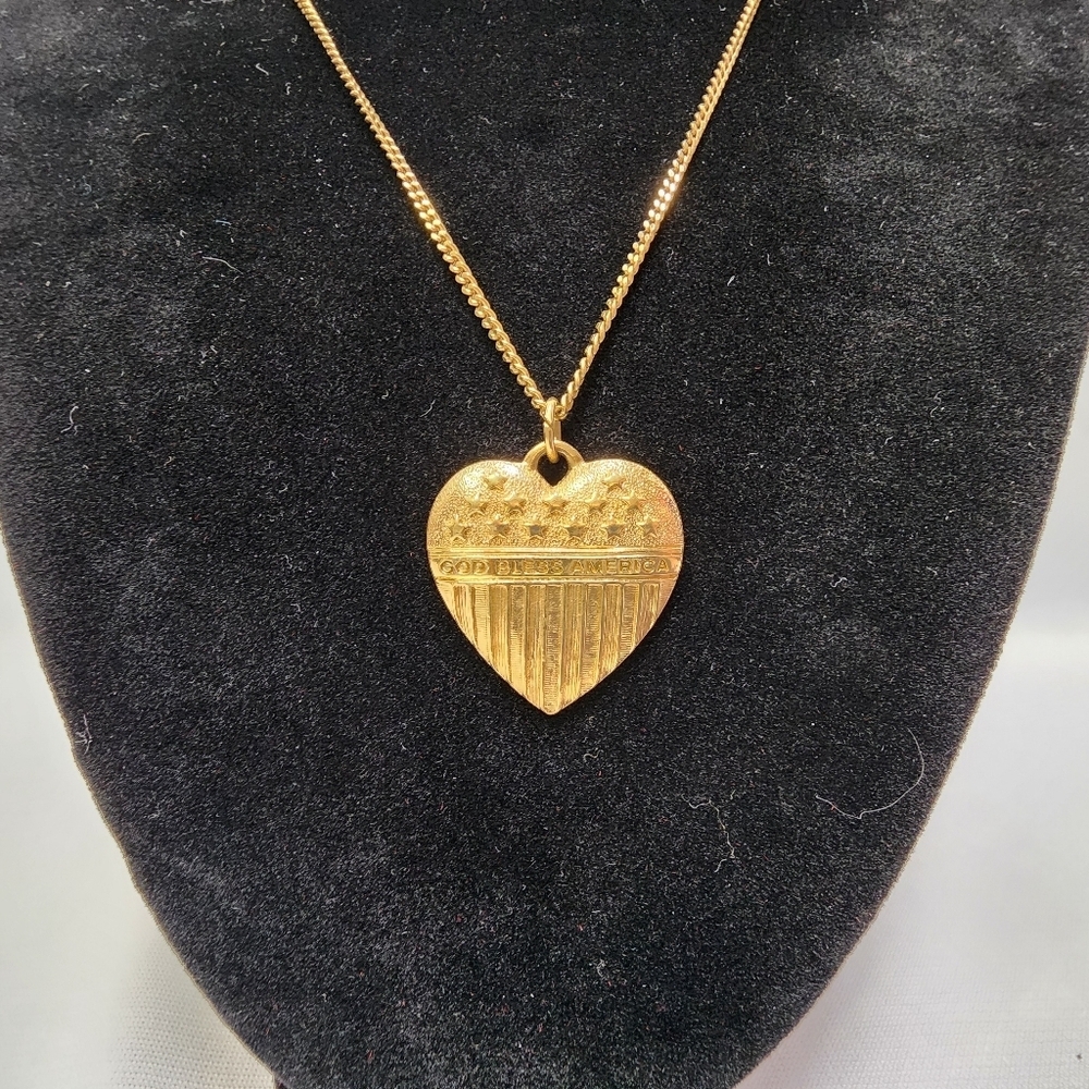 Avon God Bless America Heart Pendant